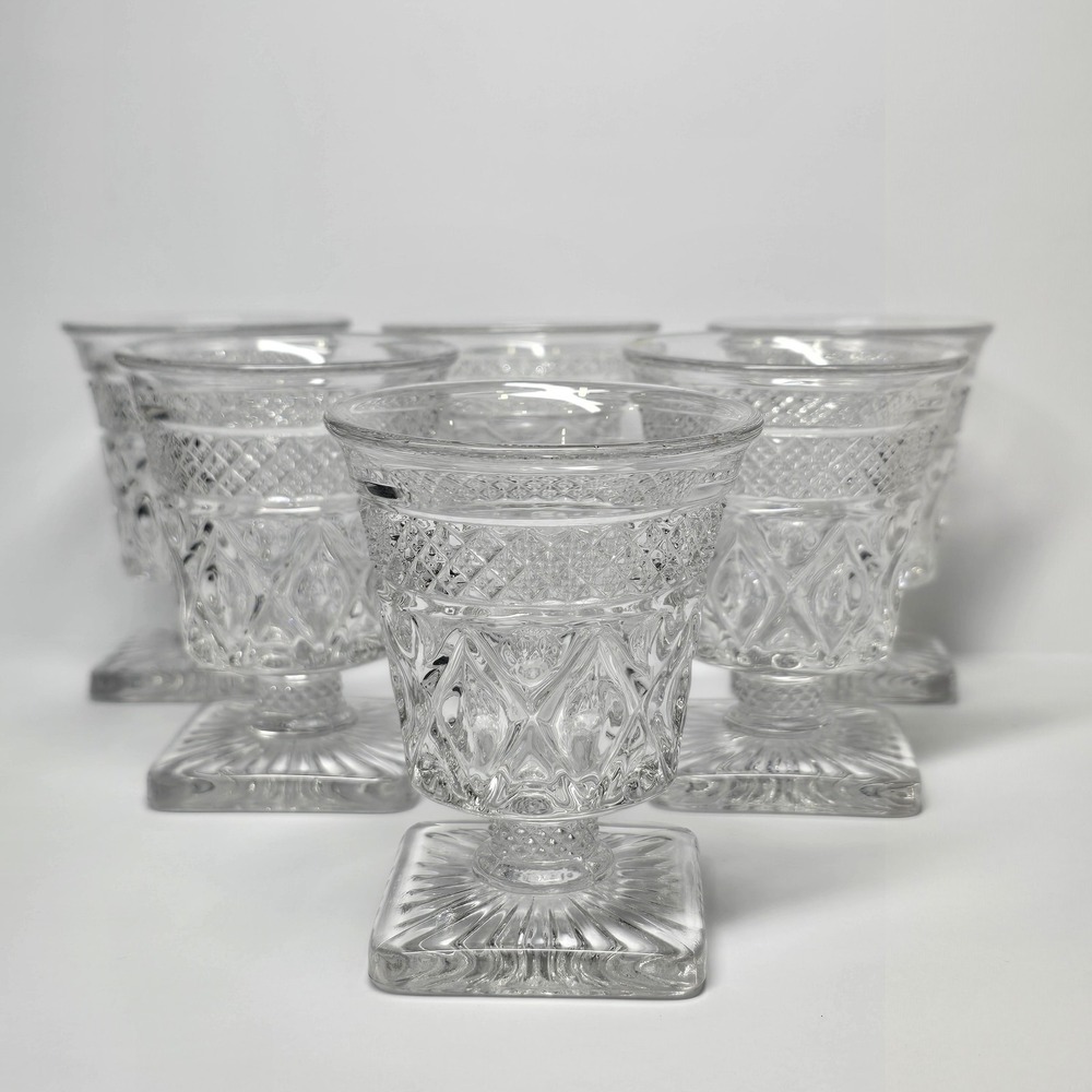 Vintage Imperial Glass Cape Cod 1602 Clear Sundae Dessert Glasses Set of 6
